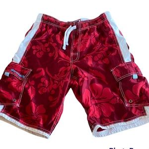 Abercrombie Mens Swim Trunks Board Shorts Size XL Red Swimwear